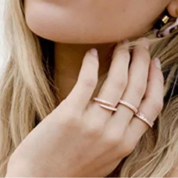 Women Fashion  Silver Drill Zirconia Open Band Ring - Picture 8 of 10